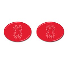 Cycles Bike White Red Sport Cufflinks (oval) by Mariart