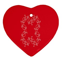 Cycles Bike White Red Sport Heart Ornament (two Sides) by Mariart