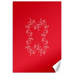 Cycles Bike White Red Sport Canvas 12  X 18   by Mariart