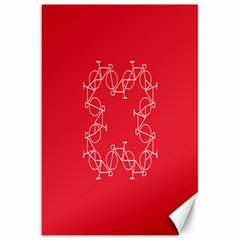 Cycles Bike White Red Sport Canvas 20  X 30   by Mariart