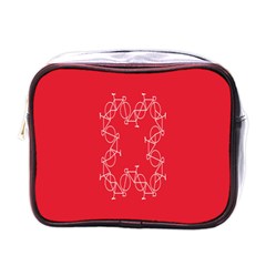 Cycles Bike White Red Sport Mini Toiletries Bags by Mariart