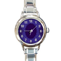 Flower Floral Sunflower Blue Purple Leaf Wave Chevron Beauty Sexy Round Italian Charm Watch