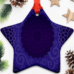 Flower Floral Sunflower Blue Purple Leaf Wave Chevron Beauty Sexy Ornament (star)