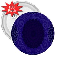 Flower Floral Sunflower Blue Purple Leaf Wave Chevron Beauty Sexy 3  Buttons (100 Pack)  by Mariart