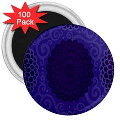 Flower Floral Sunflower Blue Purple Leaf Wave Chevron Beauty Sexy 3  Magnets (100 Pack) by Mariart