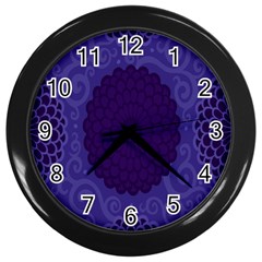 Flower Floral Sunflower Blue Purple Leaf Wave Chevron Beauty Sexy Wall Clocks (black) by Mariart