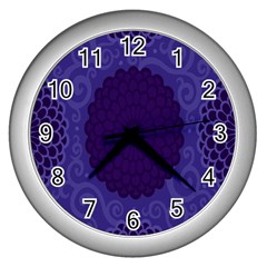 Flower Floral Sunflower Blue Purple Leaf Wave Chevron Beauty Sexy Wall Clocks (silver) 