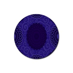 Flower Floral Sunflower Blue Purple Leaf Wave Chevron Beauty Sexy Rubber Round Coaster (4 Pack)  by Mariart