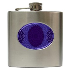 Flower Floral Sunflower Blue Purple Leaf Wave Chevron Beauty Sexy Hip Flask (6 Oz)