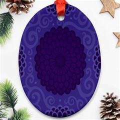 Flower Floral Sunflower Blue Purple Leaf Wave Chevron Beauty Sexy Oval Ornament (two Sides)