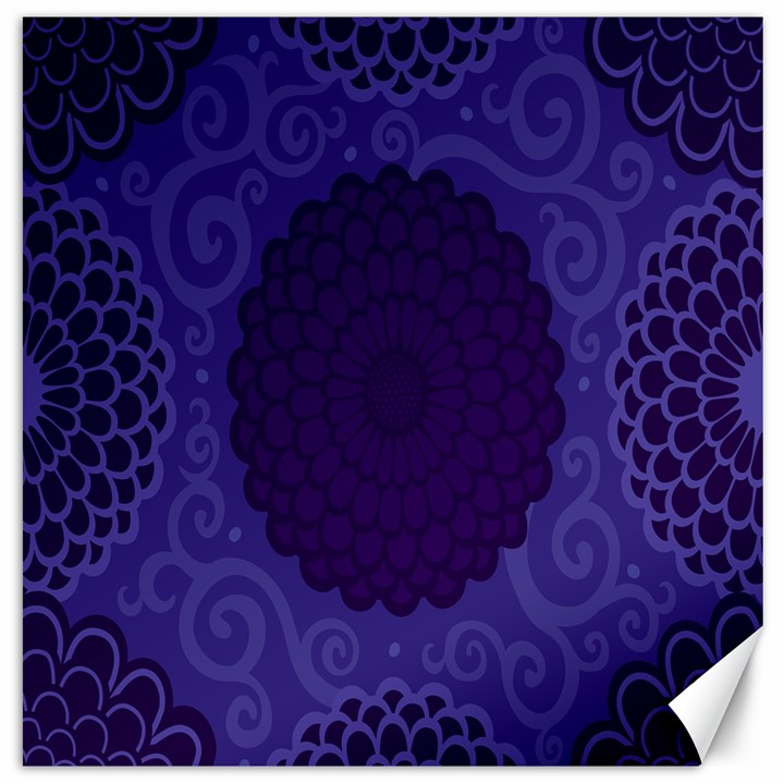 Flower Floral Sunflower Blue Purple Leaf Wave Chevron Beauty Sexy Canvas 16  x 16  