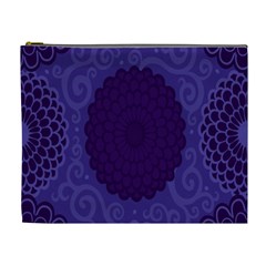 Flower Floral Sunflower Blue Purple Leaf Wave Chevron Beauty Sexy Cosmetic Bag (xl) by Mariart