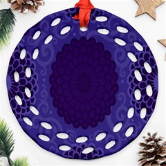 Flower Floral Sunflower Blue Purple Leaf Wave Chevron Beauty Sexy Ornament (round Filigree)