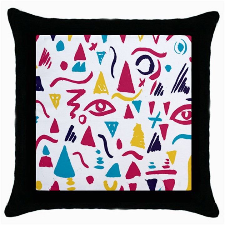 Eye Triangle Wave Chevron Red Yellow Blue Throw Pillow Case (Black)