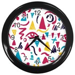 Eye Triangle Wave Chevron Red Yellow Blue Wall Clocks (Black) Front