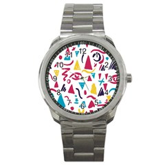 Eye Triangle Wave Chevron Red Yellow Blue Sport Metal Watch