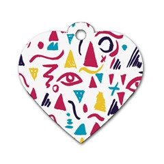 Eye Triangle Wave Chevron Red Yellow Blue Dog Tag Heart (one Side) by Mariart