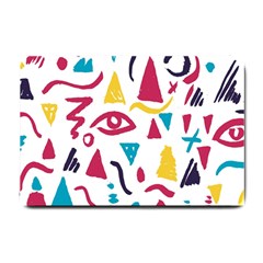 Eye Triangle Wave Chevron Red Yellow Blue Small Doormat 