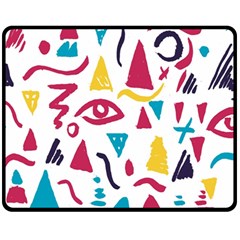 Eye Triangle Wave Chevron Red Yellow Blue Fleece Blanket (medium)  by Mariart