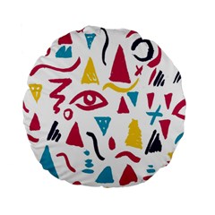 Eye Triangle Wave Chevron Red Yellow Blue Standard 15  Premium Round Cushions by Mariart