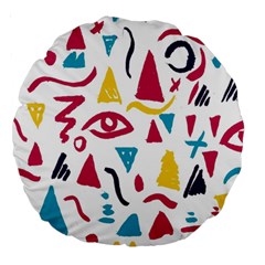 Eye Triangle Wave Chevron Red Yellow Blue Large 18  Premium Round Cushions by Mariart