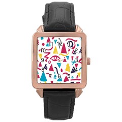 Eye Triangle Wave Chevron Red Yellow Blue Rose Gold Leather Watch  by Mariart