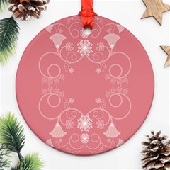 Flower Floral Leaf Pink Star Sunflower Ornament (round)