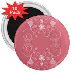 Flower Floral Leaf Pink Star Sunflower 3  Magnets (10 Pack) 