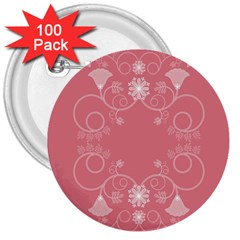 Flower Floral Leaf Pink Star Sunflower 3  Buttons (100 Pack) 