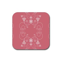 Flower Floral Leaf Pink Star Sunflower Rubber Coaster (square) 