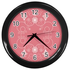 Flower Floral Leaf Pink Star Sunflower Wall Clocks (black)