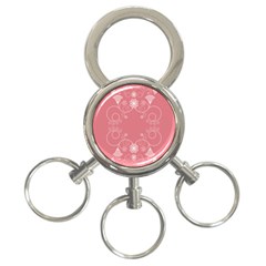 Flower Floral Leaf Pink Star Sunflower 3-ring Key Chains by Mariart