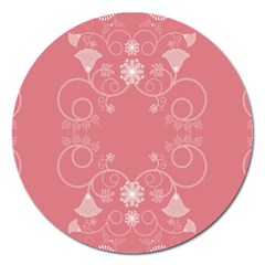 Flower Floral Leaf Pink Star Sunflower Magnet 5  (round) by Mariart