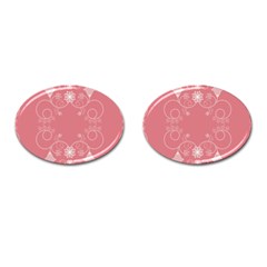 Flower Floral Leaf Pink Star Sunflower Cufflinks (oval) by Mariart