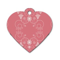 Flower Floral Leaf Pink Star Sunflower Dog Tag Heart (two Sides)