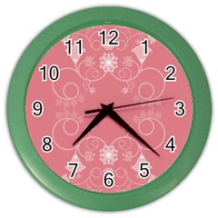 Flower Floral Leaf Pink Star Sunflower Color Wall Clocks