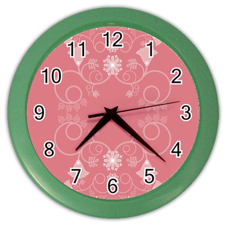 Flower Floral Leaf Pink Star Sunflower Color Wall Clocks