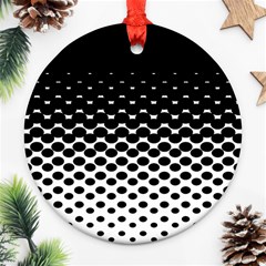 Gradient Circle Round Black Polka Ornament (round)