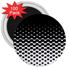 Gradient Circle Round Black Polka 3  Magnets (100 Pack)