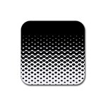 Gradient Circle Round Black Polka Rubber Coaster (Square)  Front