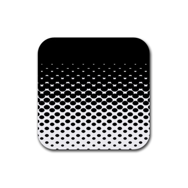 Gradient Circle Round Black Polka Rubber Coaster (Square) 