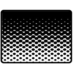 Gradient Circle Round Black Polka Fleece Blanket (large)  by Mariart