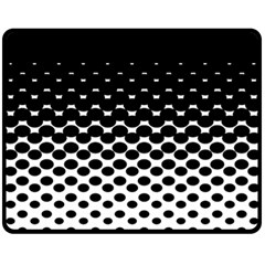 Gradient Circle Round Black Polka Fleece Blanket (medium)  by Mariart