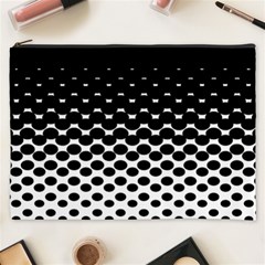 Gradient Circle Round Black Polka Cosmetic Bag (xxxl)  by Mariart