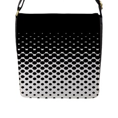 Gradient Circle Round Black Polka Flap Messenger Bag (l)  by Mariart