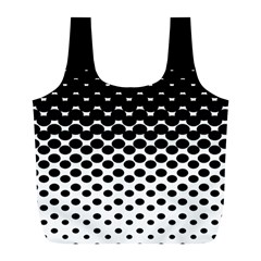 Gradient Circle Round Black Polka Full Print Recycle Bags (l) 