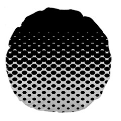 Gradient Circle Round Black Polka Large 18  Premium Flano Round Cushions