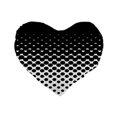 Gradient Circle Round Black Polka Standard 16  Premium Flano Heart Shape Cushions by Mariart