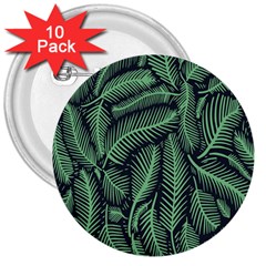 Coconut Leaves Summer Green 3  Buttons (10 Pack) 