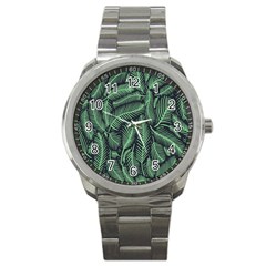 Coconut Leaves Summer Green Sport Metal Watch by Mariart